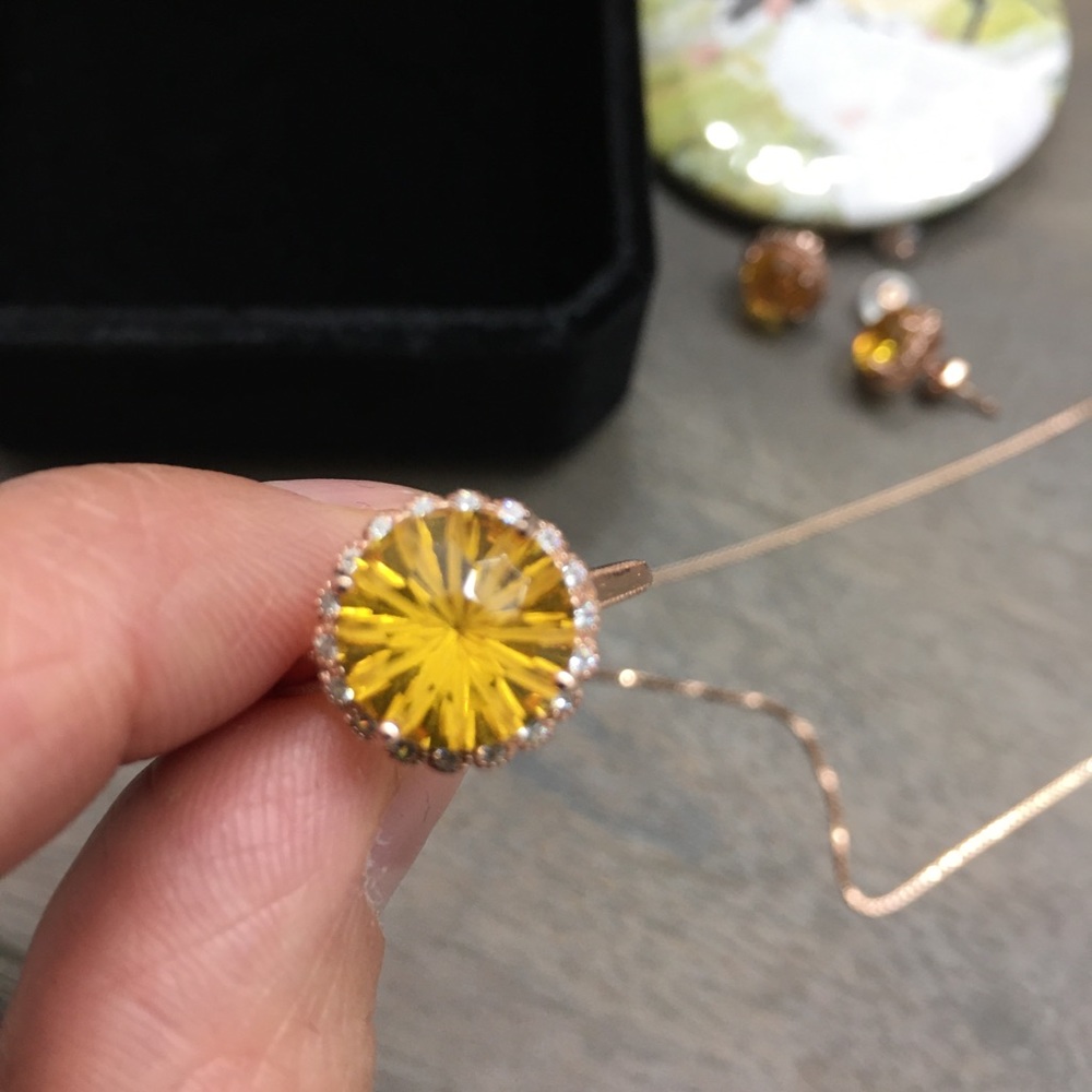 Certified Natural Citrine Solid Silver 4 Piece Set - Picture 2 of 16